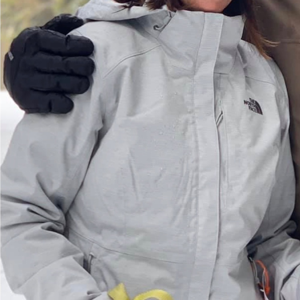Grey size medium woman’s northface detachable hood waterproof